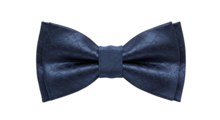 a navy blue bow tie with a subtle textured pattern isolated on transparent