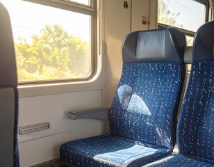 Close-Up of Empty Blue Seats on a Public Train