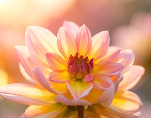 Fototapeta premium Close-up of a delicate, pastel-colored dahlia