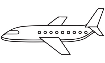 Simple Outline Drawing of a Passenger Airplane