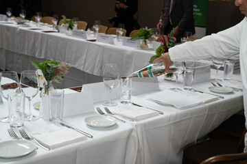 table settings before a fancy banquet 