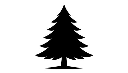 Obraz premium Simple black silhouette of a pine tree against a plain white background.