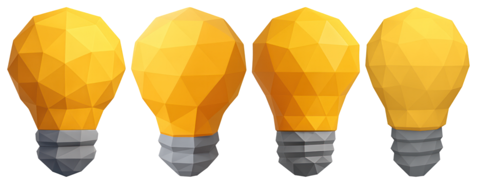 Geometric yellow light bulbs illustration