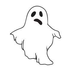 Hand drawn vector doodle of a Halloween ghost