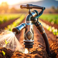 Irrigation system watering plants