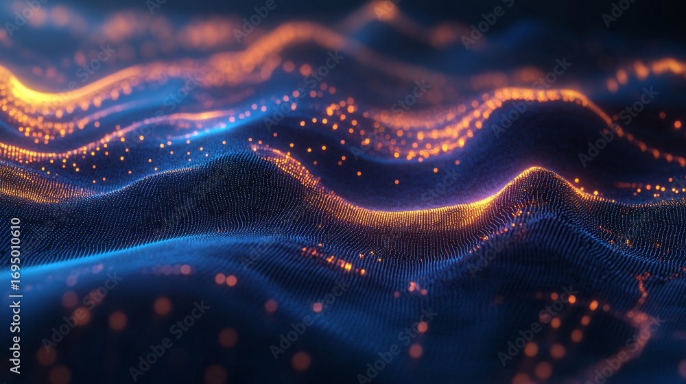 Poster dynamic data streams in digital cyberspace virtual environment data visualization tech landscape fut