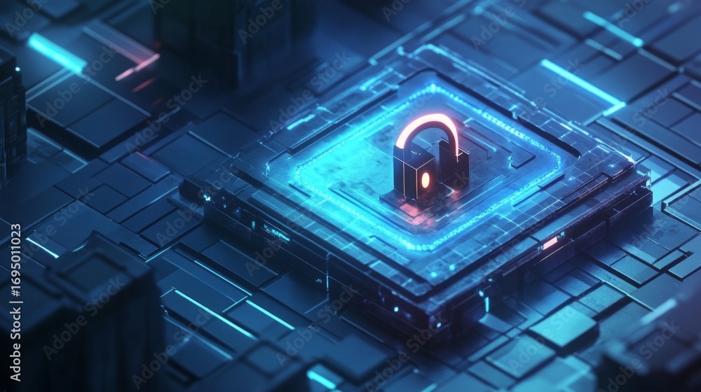 Aufkleber unlocking security a digital lock icon with holographic features in a virtual environment
