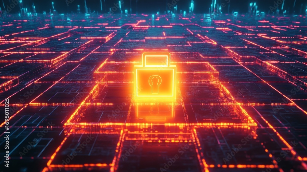 Aufkleber unlocking digital potential a digital lock on a grid of innovation cyber environment abstract viewpo