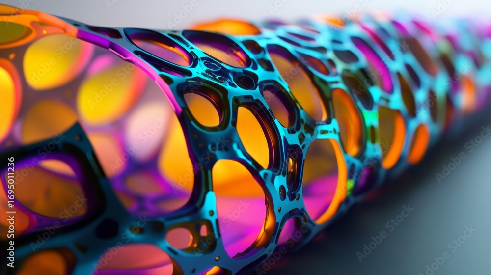 Poster creating a stunning hexagonal pattern in digital art abstract design virtual space graphic visualiza