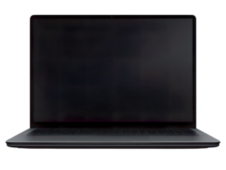 Modern Dark Gray Laptop with Blank Screen Front View, a Transparent Png Cutout Image Perfect for Design Mockups and Digital Presentations