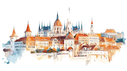 Fisherman's Bastion. Fisherman's Bastion watercolor vector illustration