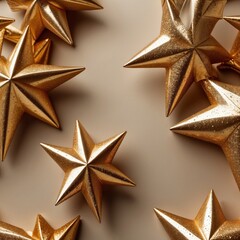 Obraz premium Golden star Christmas ornament on plain background, festive studio photo