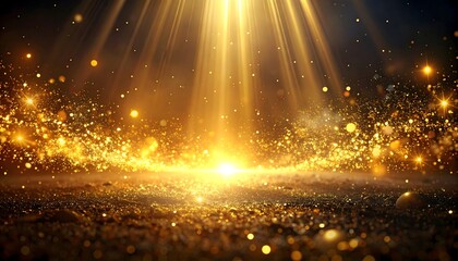 Golden light beams on a textured surface