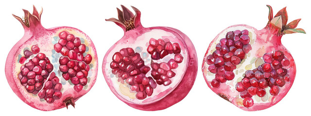 Vibrant watercolor pomegranate illustration