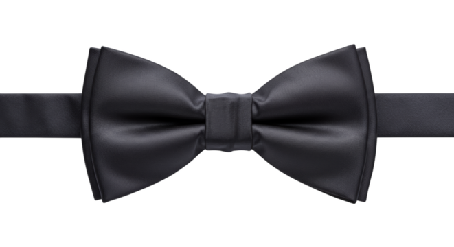 Classic groom bow tie isolated on a transparent background, perfect for wedding themes, formal wear designs, and elegant celebration decorations.