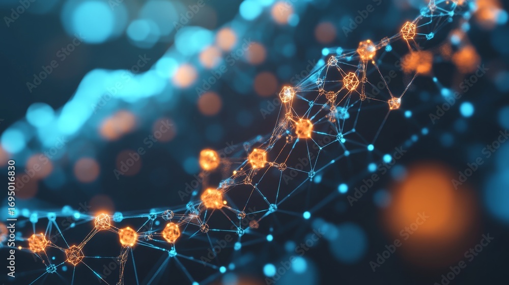 Poster futuristic digital backdrop with glowing bioin virtual space digital art immersive environment dynam