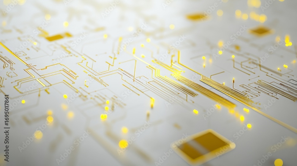 Poster futuristic digital interaction technology hub digital art modern environment aerial viewpoint yellow
