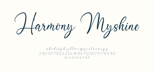 Signature Font Uppercase Lowercase And Number. Script Font Calligraphy Logotype elegant Font Type Font lettering handwritten. vector illustration  

