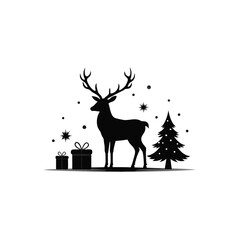 Christmas deer village design deer vector silhouette art illustration