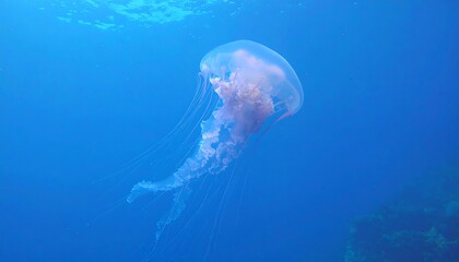 Jellyfish in deep blue water