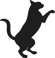 Cat silhouette vector icon in minimalist style, perfect for stickers, logos, and apparel designs. Scalable and easy to customize.