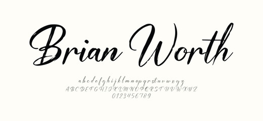 Signature Font Uppercase Lowercase And Number. Script Font Calligraphy Logotype elegant Font Type Font lettering handwritten. vector illustration  
