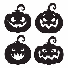 Scary Halloween pumpkin silhouettes Set