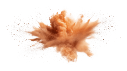 brown dust explosion in air, isolated on white background, air pollution and Air quality Index concept graphics PNG