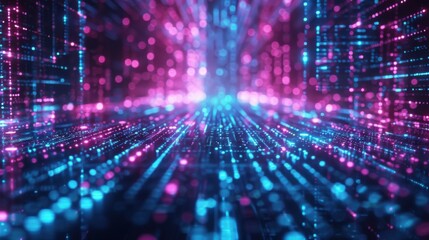 abstract cyber neon mesh lines in blue and pink