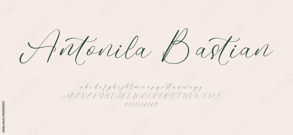 Fototapete signature elegant branding typeface. handwritten script editable text effect template. vector illust