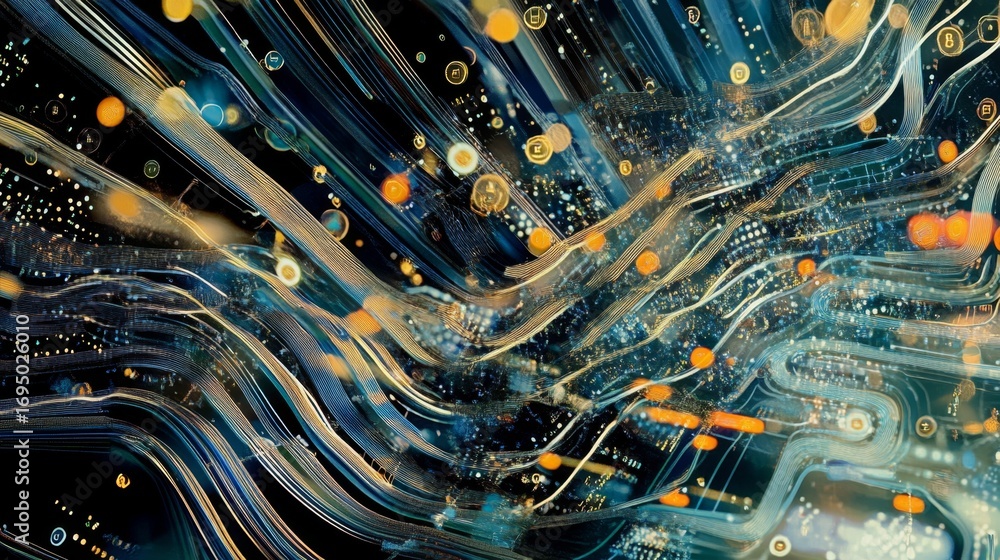 Aufkleber high-tech abstract visuals exploring machine learning innovations in a futuristic digital space