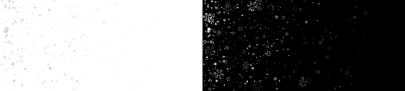 Christmas background with snowflake, Falling snow isolated on black and white background, winter overlay Snow PNG