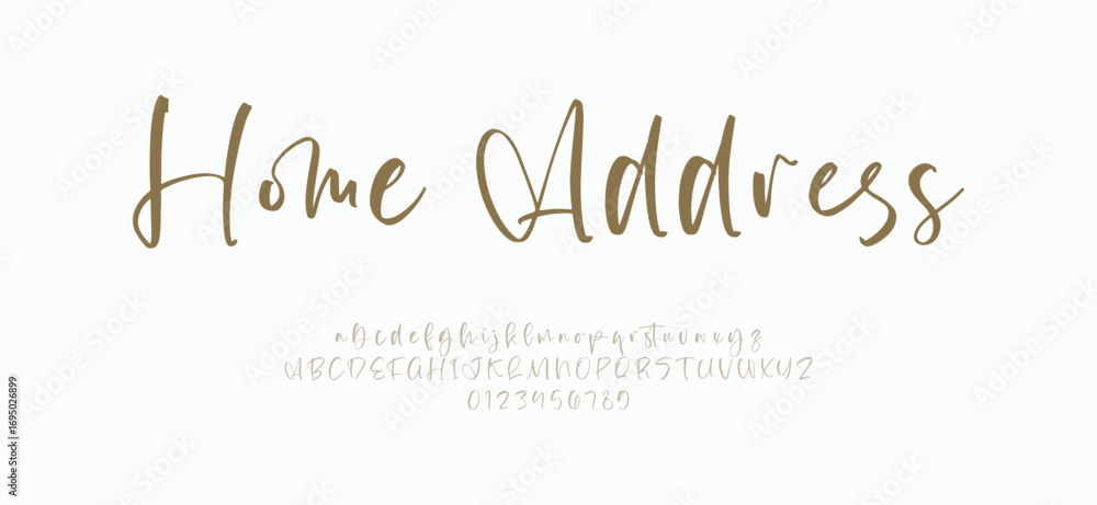 Fototapete signature font uppercase lowercase and number. script font calligraphy logotype elegant font type fo