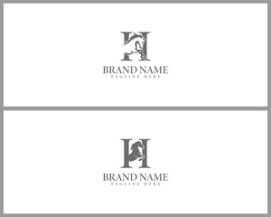 Elegant monogram H letter logo design with horse silhouette