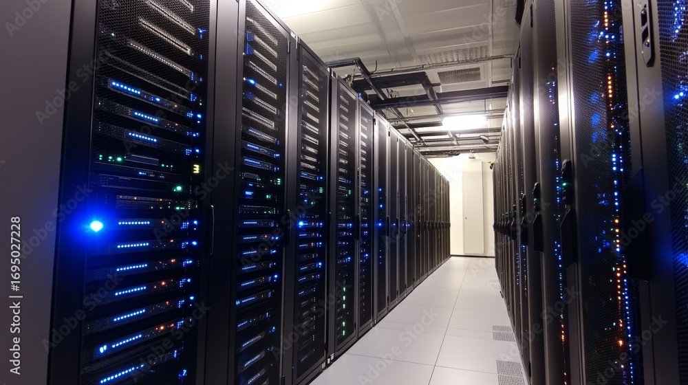 Aufkleber monitoring high-tech server room operations data center digital infrastructure secure environment in