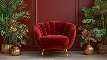 Obraz premium burgundy armchair in a room