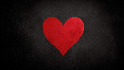 A vibrant red heart graphic on a dark, textured background