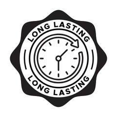 Long Lasting Label Vector Design | Durability Seal Badge Icon | Quality and Endurance Product Stamp