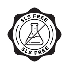 SLS Free Label Vector Design | Chemical Free Seal Badge Icon | Non Toxic Natural Product Certification Stamp