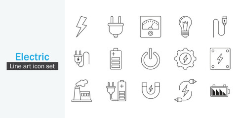 Electric Icon Bundle Line Art Design Vector Template