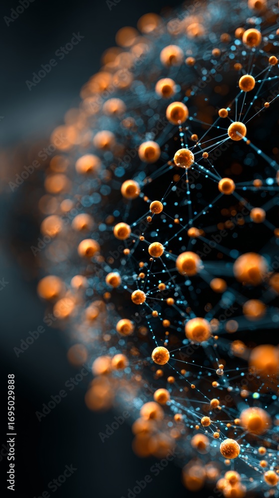 Poster beyond connections: the enchanting glow of future networks. signal beams. dynamic web of future conn