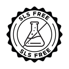 SLS Free Label Vector Design | Chemical Free Seal Badge Icon | Non Toxic Natural Product Certification Stamp