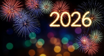 Celebrate new beginnings with vibrant fireworks lighting up the night sky for 2026!