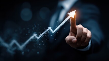 Successfocused Executive Pointing Toward Growth and Development, Ideal for Business Marketing Materials.