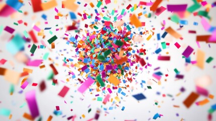 Joyful confetti explosion in the air colorful celebration dynamic environment creative viewpoint festive sparkling paper