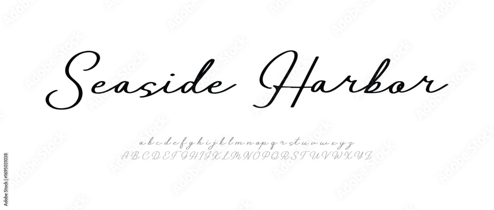 Fototapete signature elegant branding typeface. handwritten script editable text effect template. vector illust