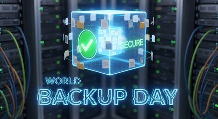Celebrating world backup day with secure data storage concept for digital security awareness