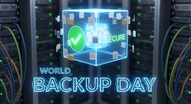 Celebrating world backup day with secure data storage concept for digital security awareness
