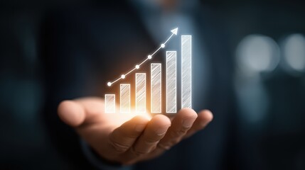 Businessman Displaying Informative Bar Graph, Exemplifying DataDriven Decision Making Perfect for Business Presentations and Infographics, Inspiring Confidence and Clarity.
