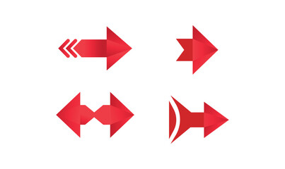Geometric Red Arrow and Modern Arrows Vector Collection